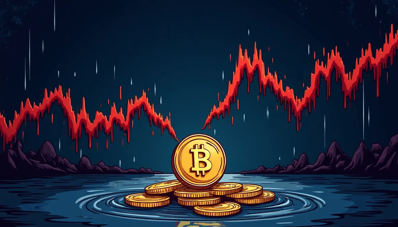 Diverging price charts above liquidity pool token showing impermanent loss concept