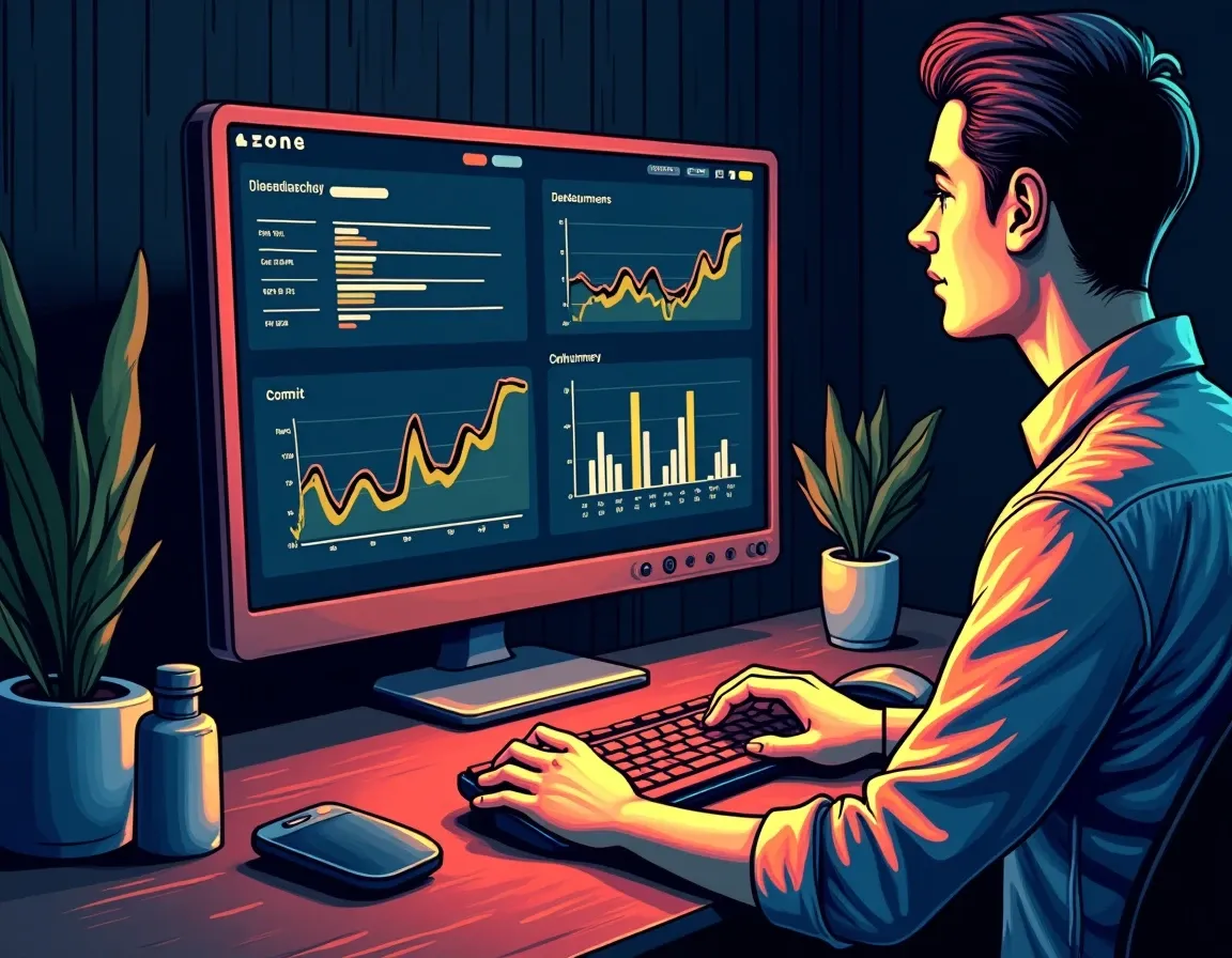 Protocol revenue metrics and developer activity data visualized on cryptocurrency analysis platform