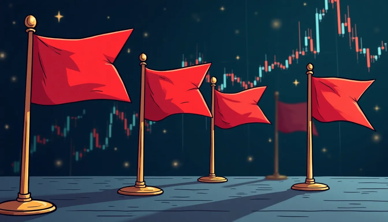 Red warning flags displayed on white background representing investment caution signals