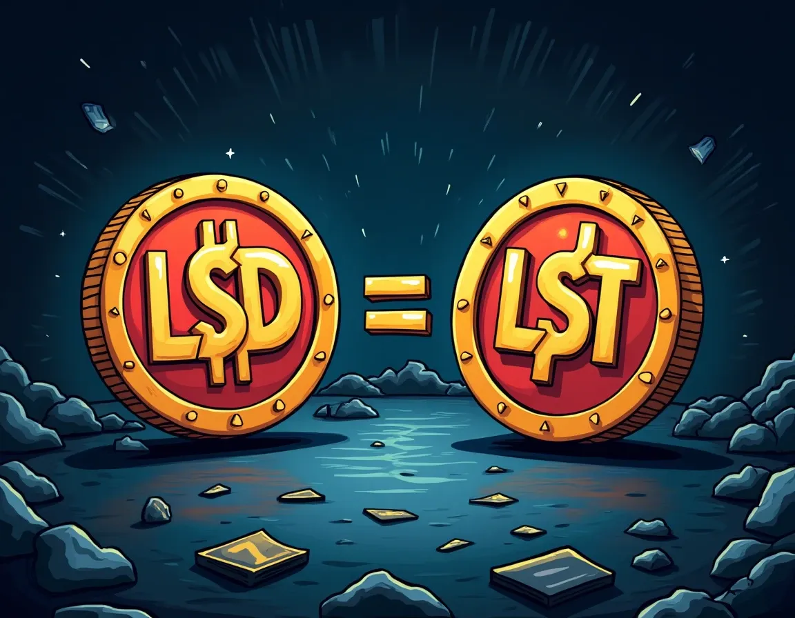 LSD and LST token symbols shown as equivalent with connecting equals sign