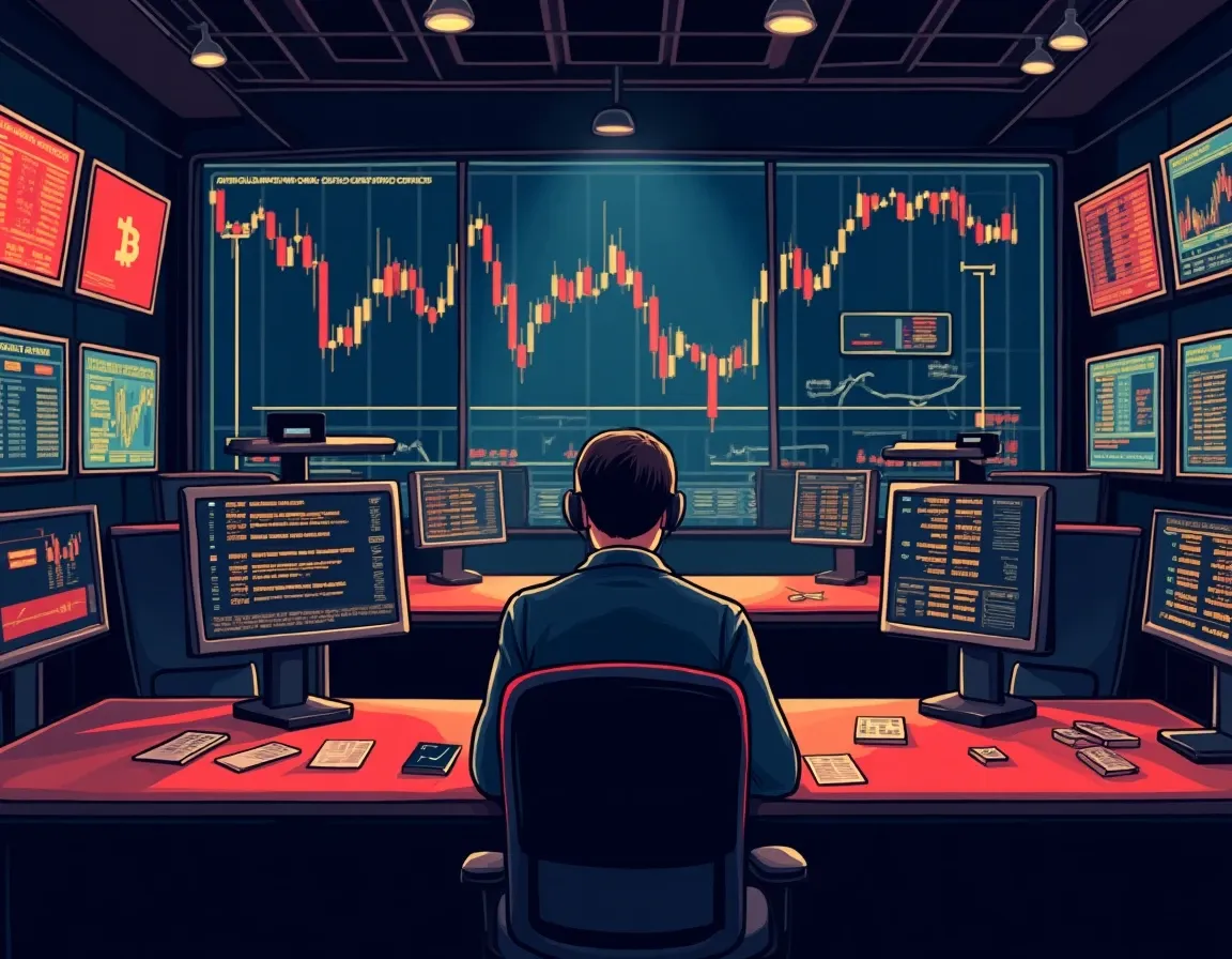 Financial screens displaying declining TVL trends and liquidity metrics for DeFi protocols