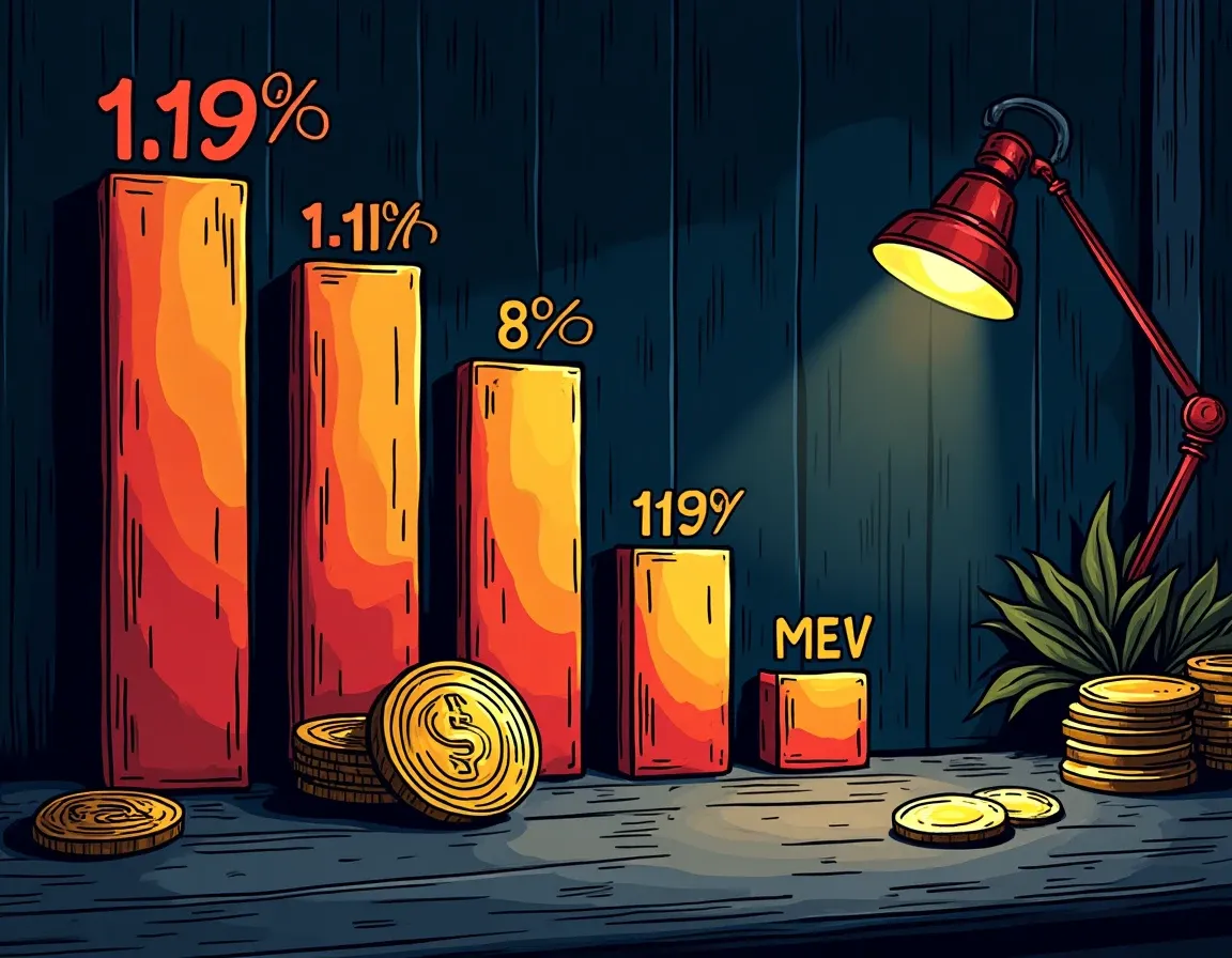 Bar chart displaying mSOL yield decline broken down by commission and MEV fee components