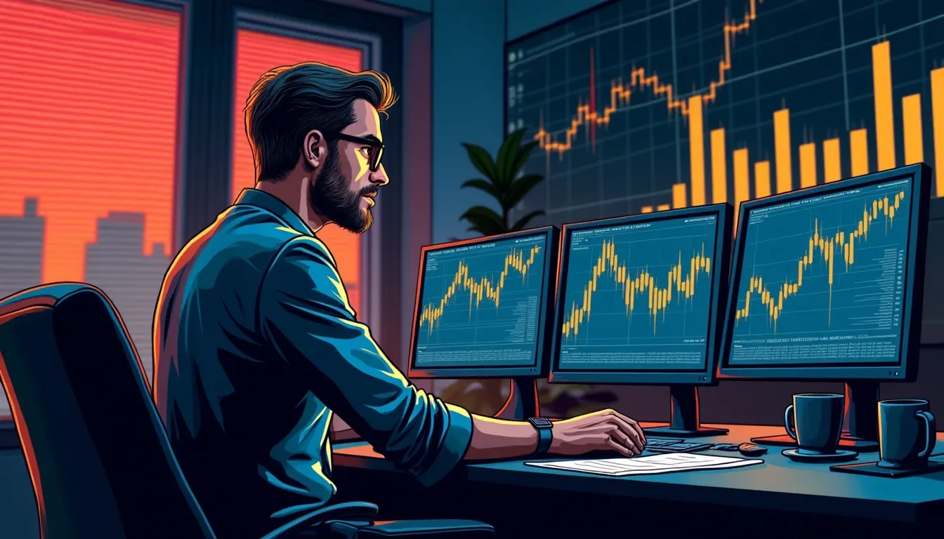 Analyst reviewing declining yield charts on financial dashboard with Solana staking data