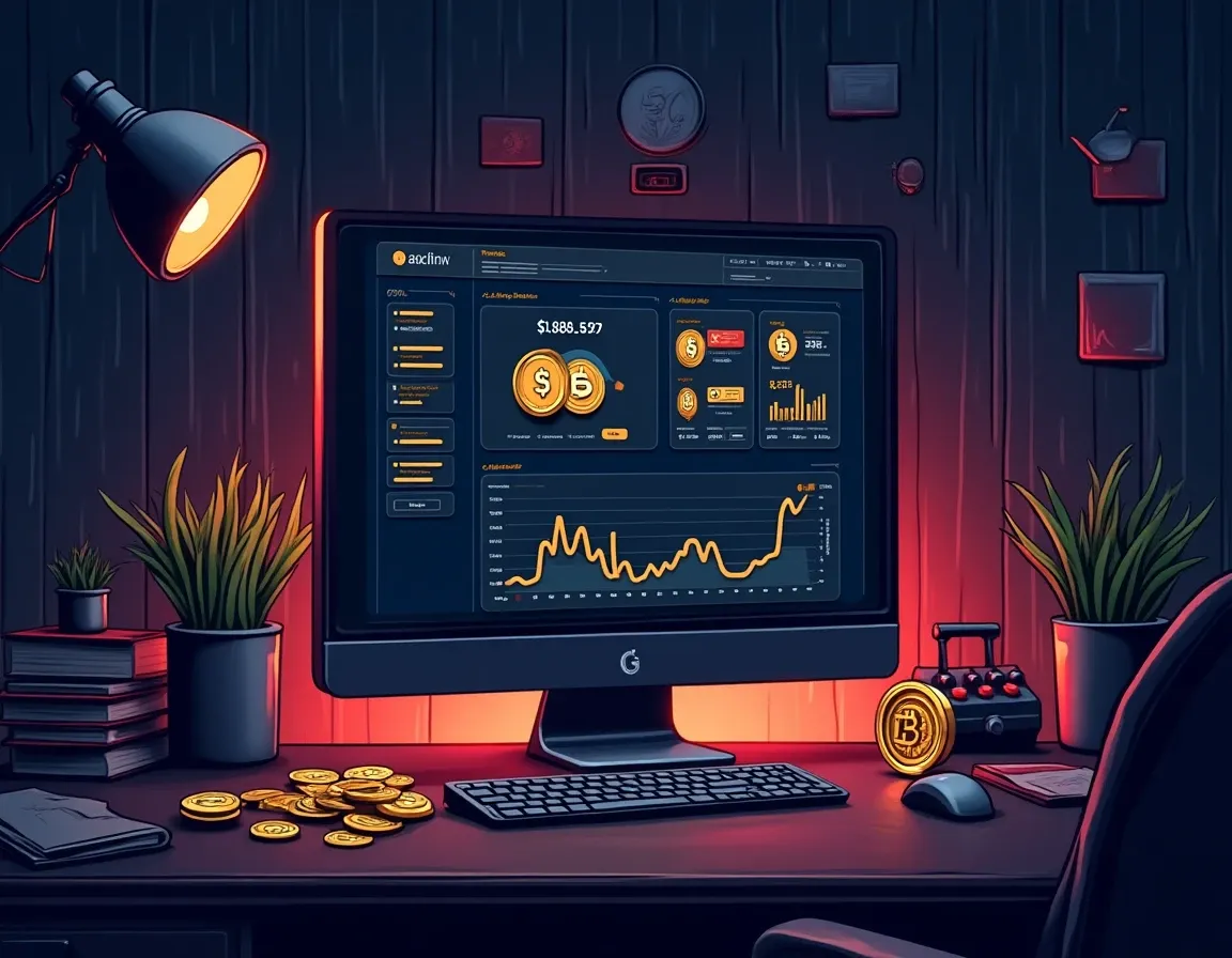 Crypto staking platform interface displaying annual yield percentages and token reward calculations