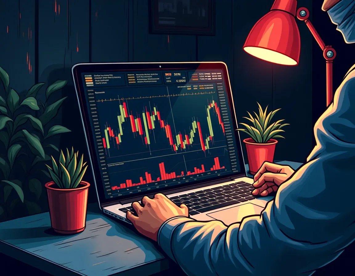 technical chart showing overbought conditions with leverage metrics and position risk indicators