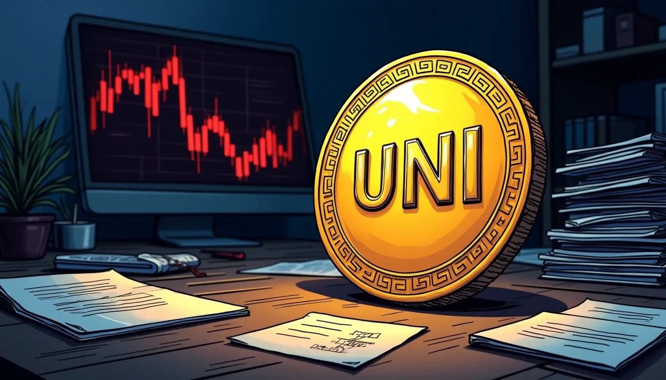 UNI token with price charts on SEC exemption documents and protocol contracts