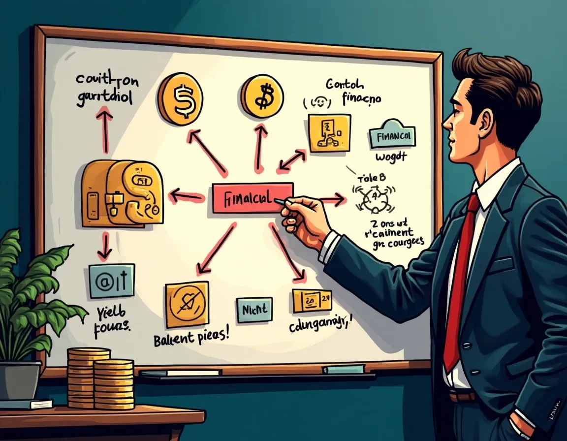 Financial analyst mapping yield source dependencies and economic drivers across multiple DeFi protocols on whiteboard