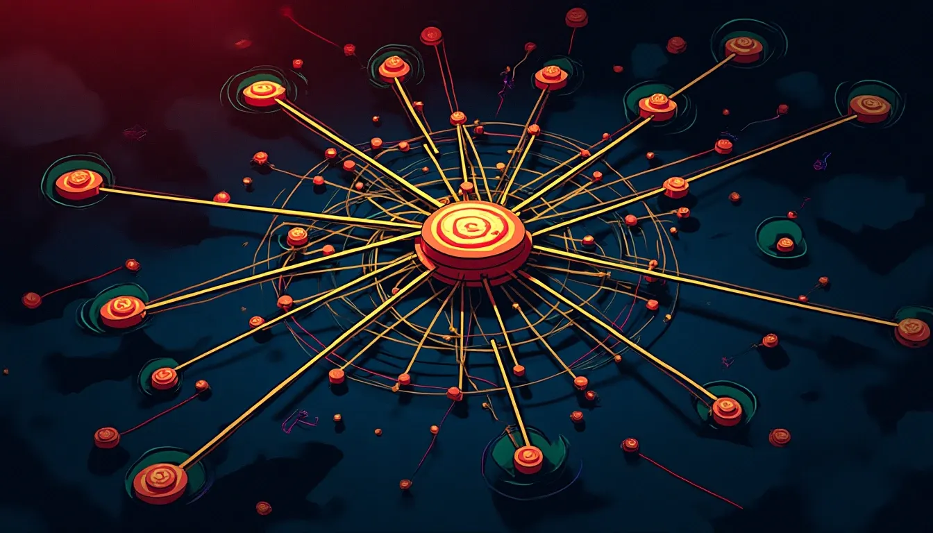 Network graph showing connected wallet addresses with cluster detection pattern highlighting grouped nodes