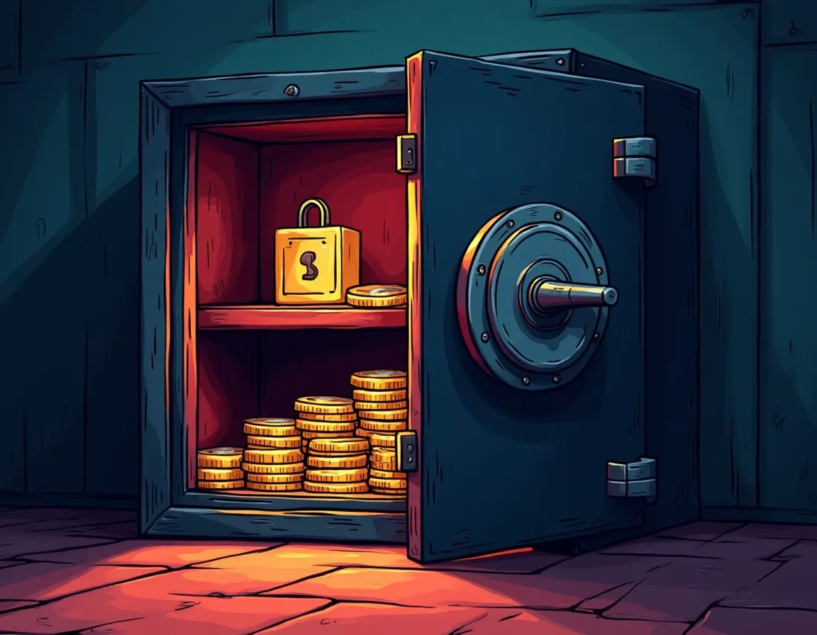 Secure digital vault showing collateral-free NFT rental mechanism with wrapped token protection