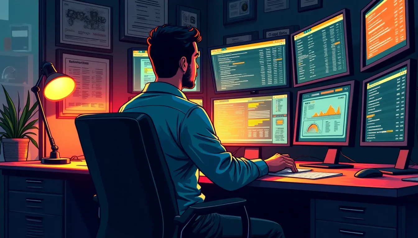 Analyst reviewing on-chain token data and wallet transaction patterns on computer screens