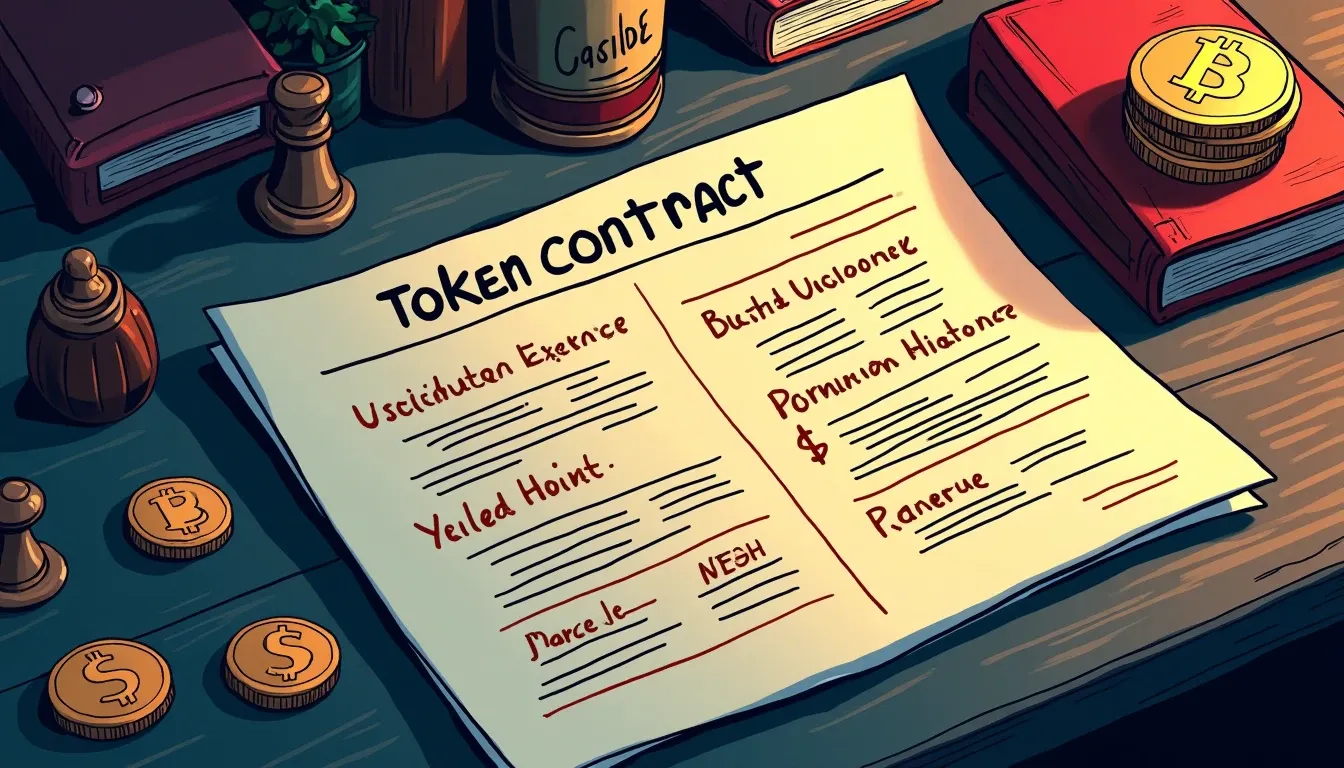 Token contract showing revenue distribution mechanisms and yield calculation formulas