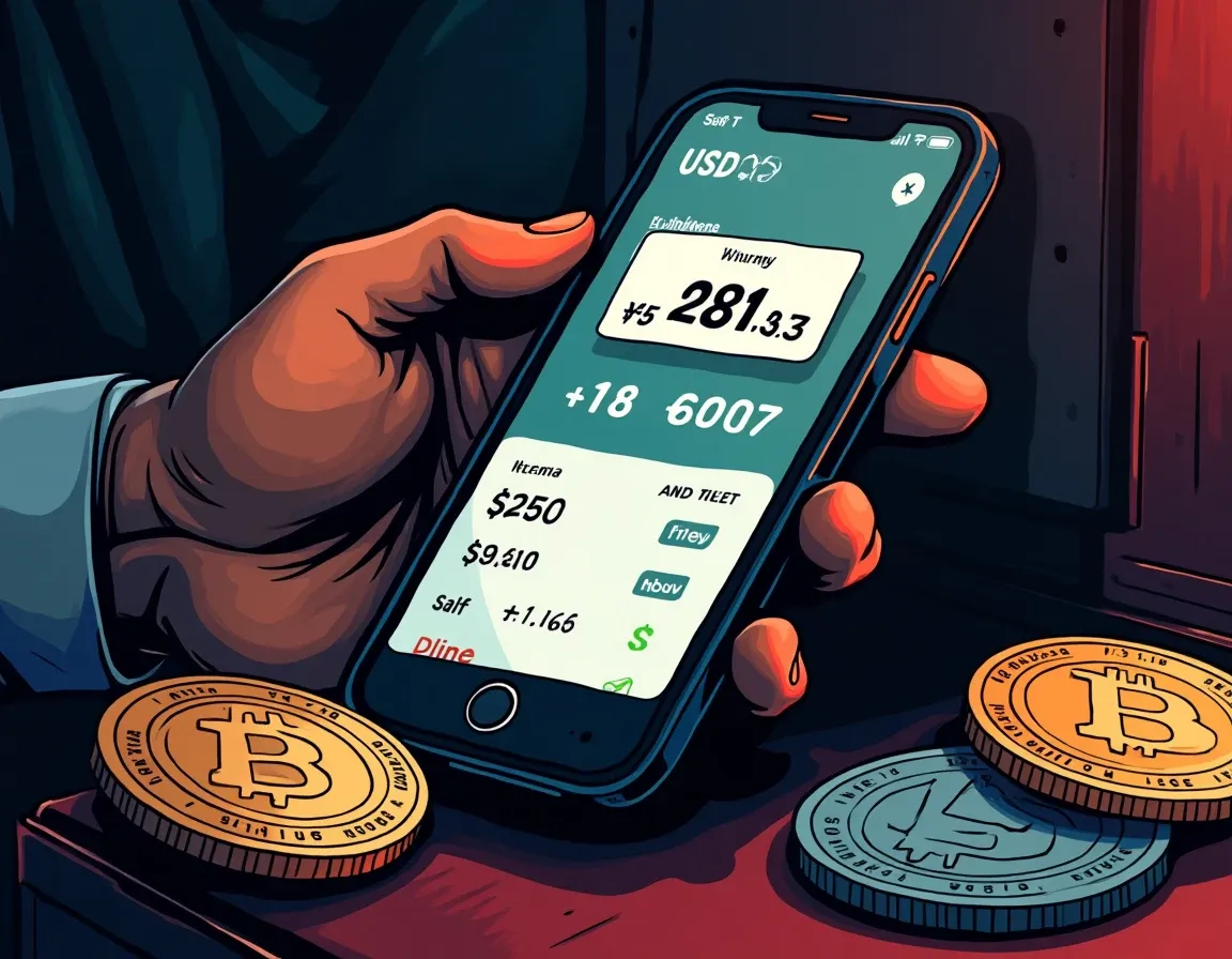 Mobile phone showing USDT stablecoin balance for Nigerian cross-border payments and remittances