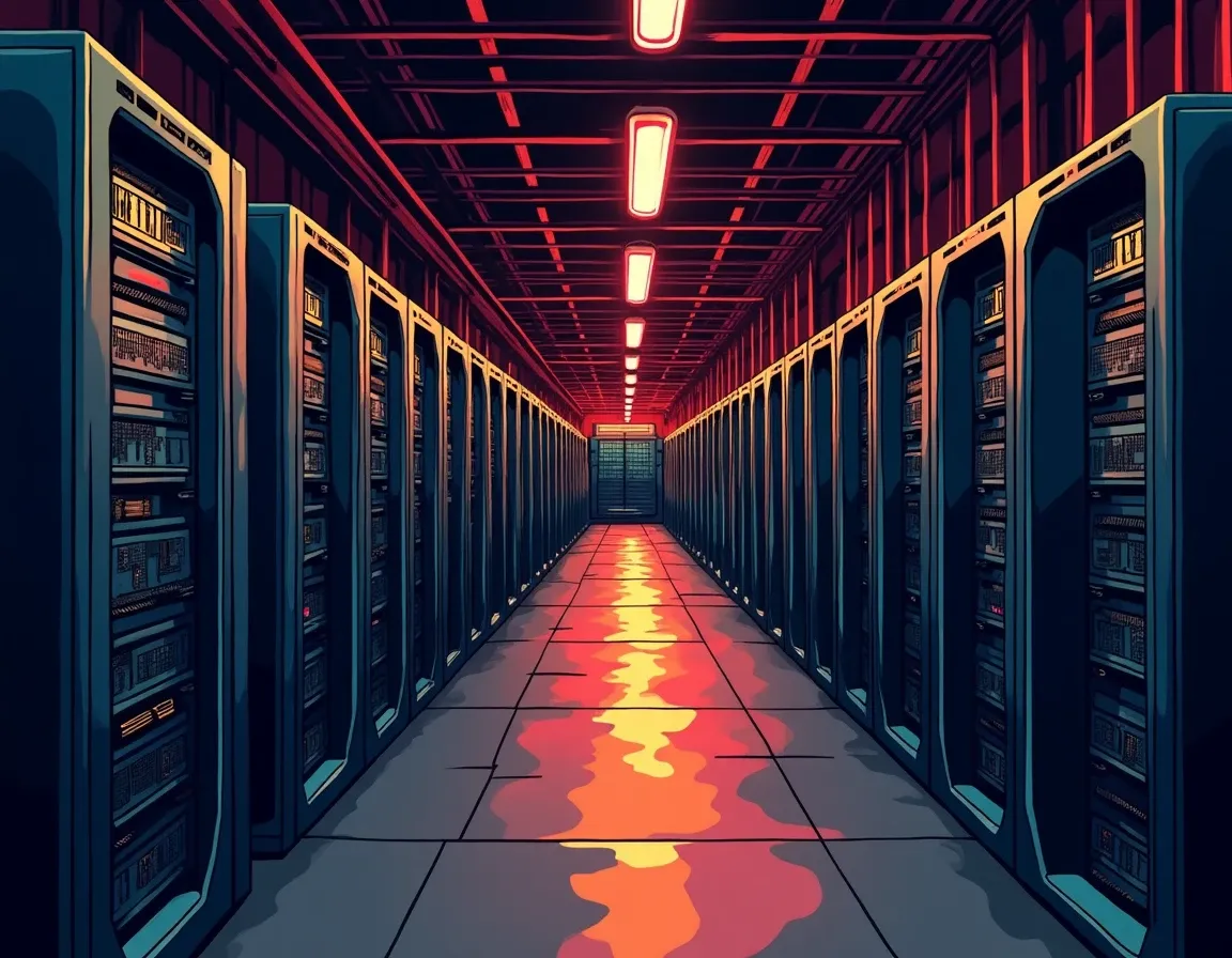 Large-scale industrial Bitcoin mining operation with hundreds of ASIC miners in organized racks