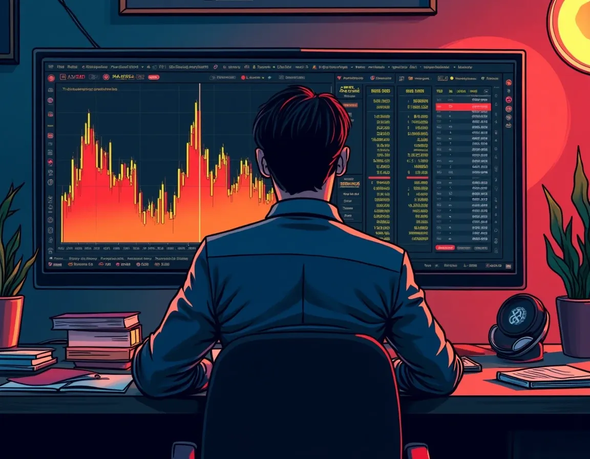 Trader watching live stablecoin price deviation and blockchain redemption queue metrics on trading screens