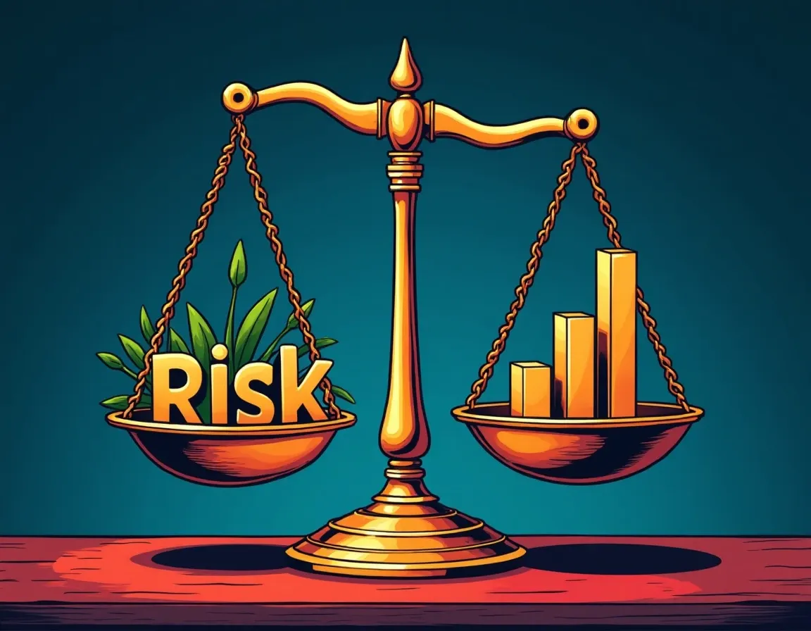 Balance scale representing risk-adjusted return comparison between yield strategies