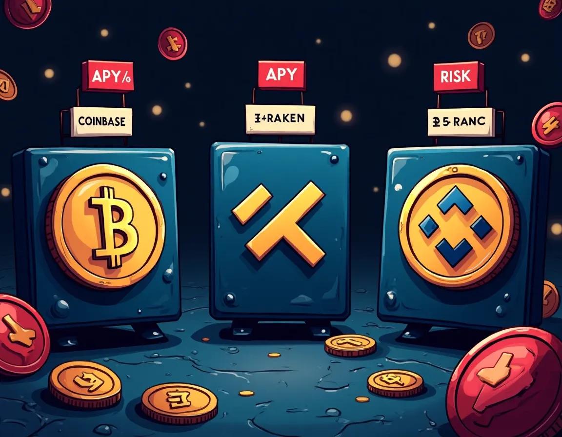 Major exchange platforms with APY rates and risk ratings comparison