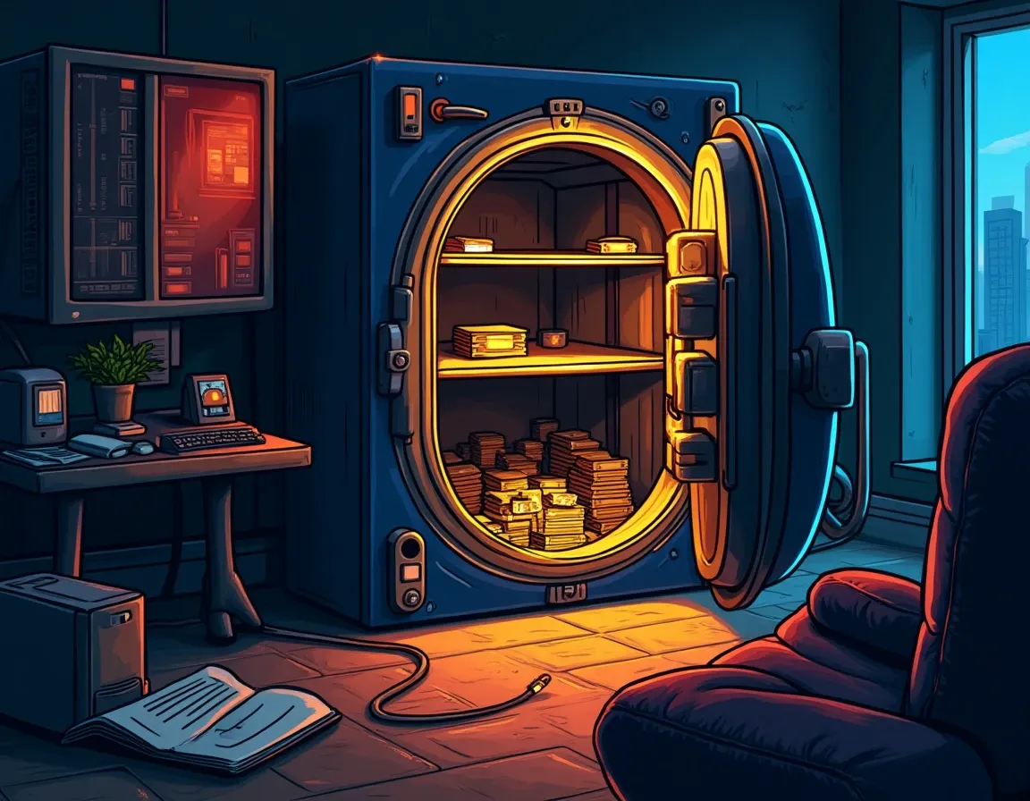 Depleting protocol reserve vault showing accelerating burn rate and countdown to insolvency