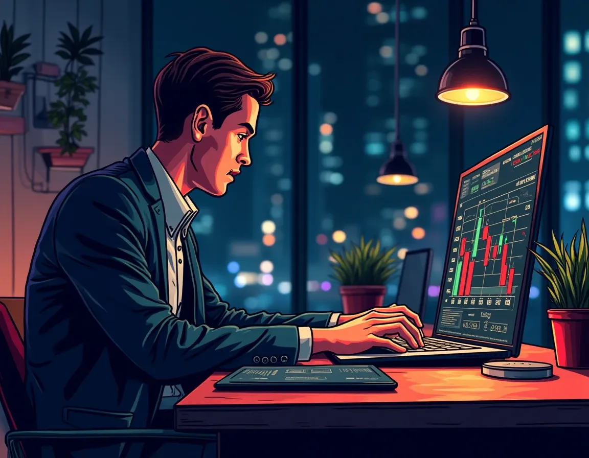 Analyst reviewing DeFi lending protocol smart contract code and yield data