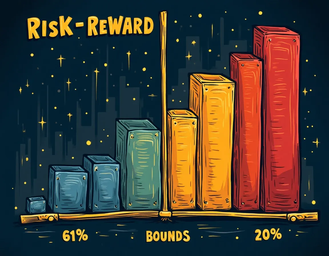 Risk-reward matrix showing percentage tiers in colored zones from conservative to aggressive