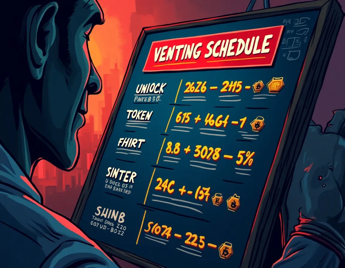 Token vesting schedule chart displaying cliff dates and progressive unlock timeline
