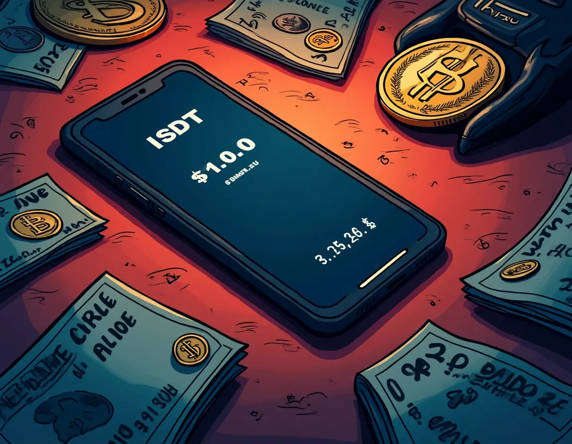 Argentine peso notes next to mobile phone showing stablecoin savings representing emerging market dollar credit need