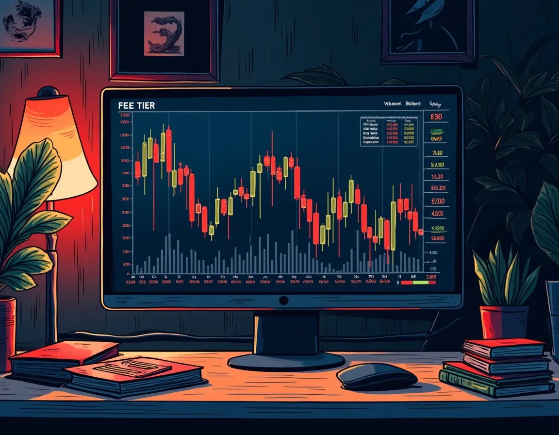 Cryptocurrency trading interface displaying fee tier volume distribution and liquidity concentration metrics