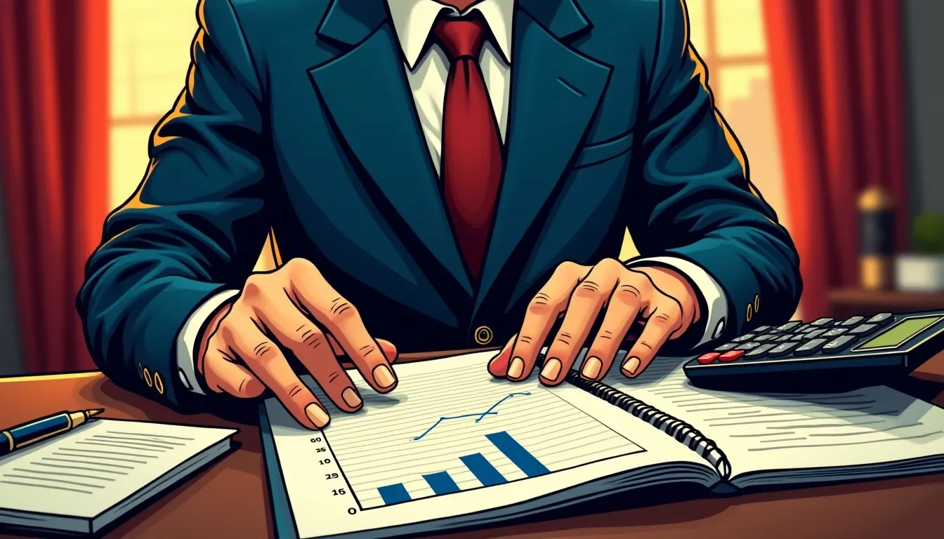 Person calculating yield differences on paper with financial charts and calculator