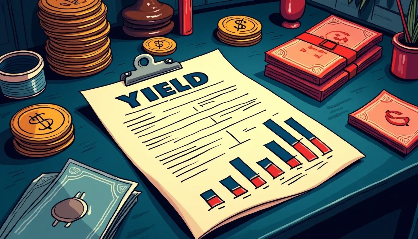 Yield report showing stablecoin rates, treasury certificates, and percentage charts for September 2026
