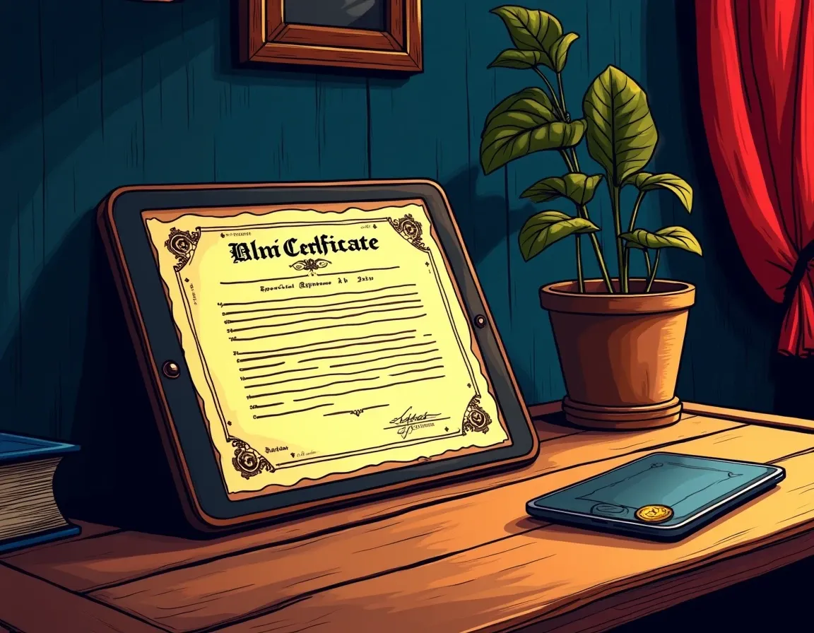 Historical bond certificate beside tablet displaying crypto wallet showing capital allocation and airdrop positions