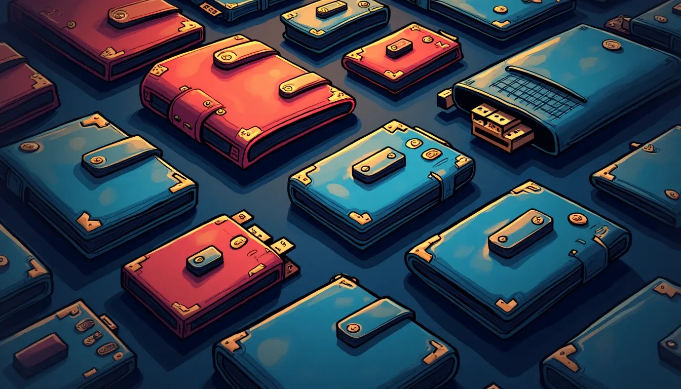 Hardware wallets organized in isolated groups with color-coded labels for airdrop farming separation
