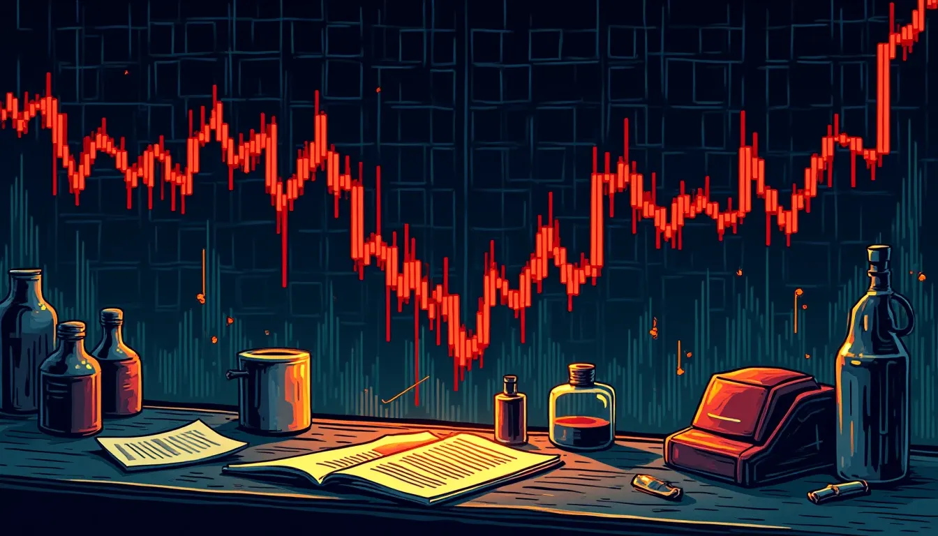Red candlestick charts showing cryptocurrency market decline and outflows