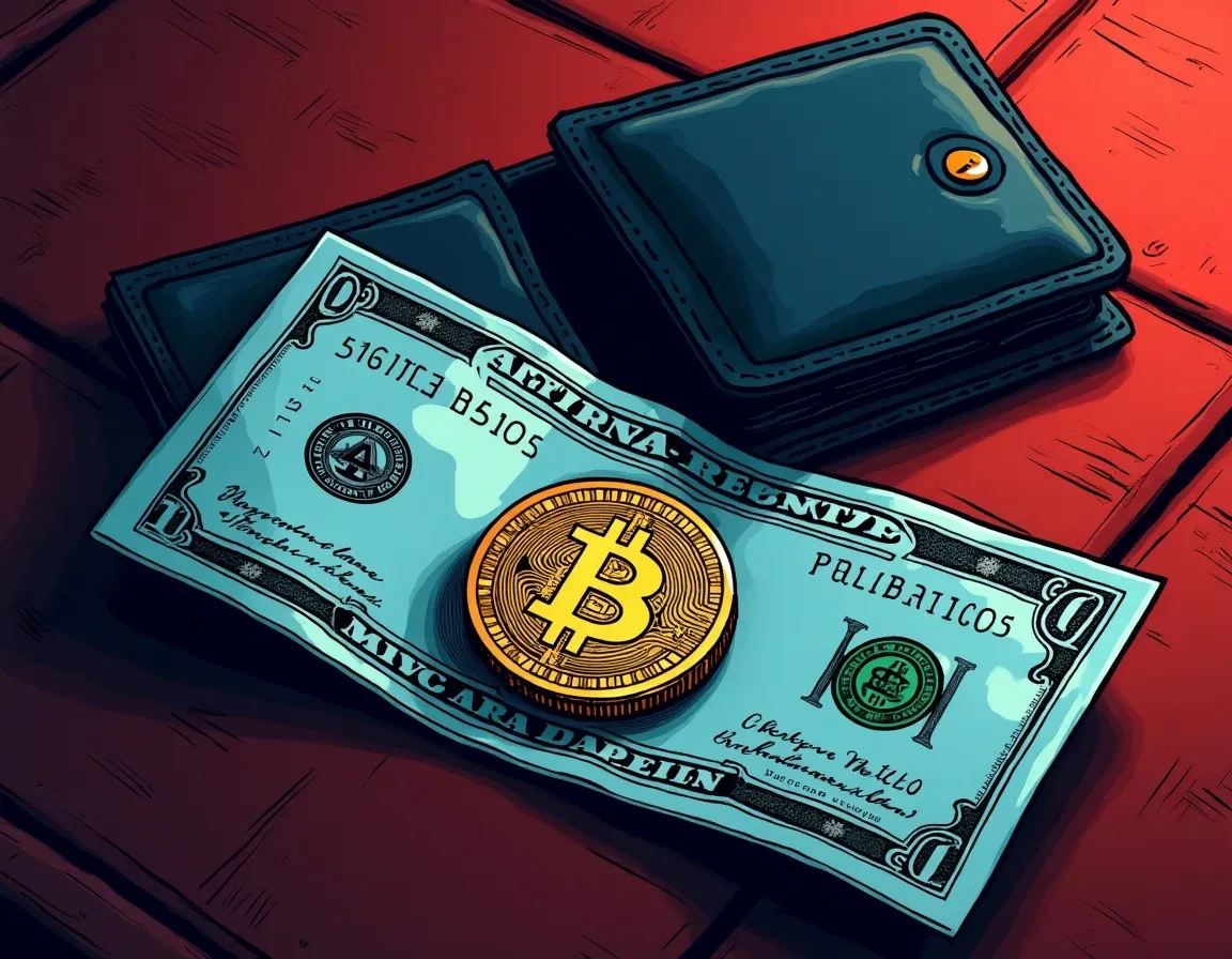 Argentine currency beside Bitcoin wallet illustrating dollar-substitute savings in high-inflation economy