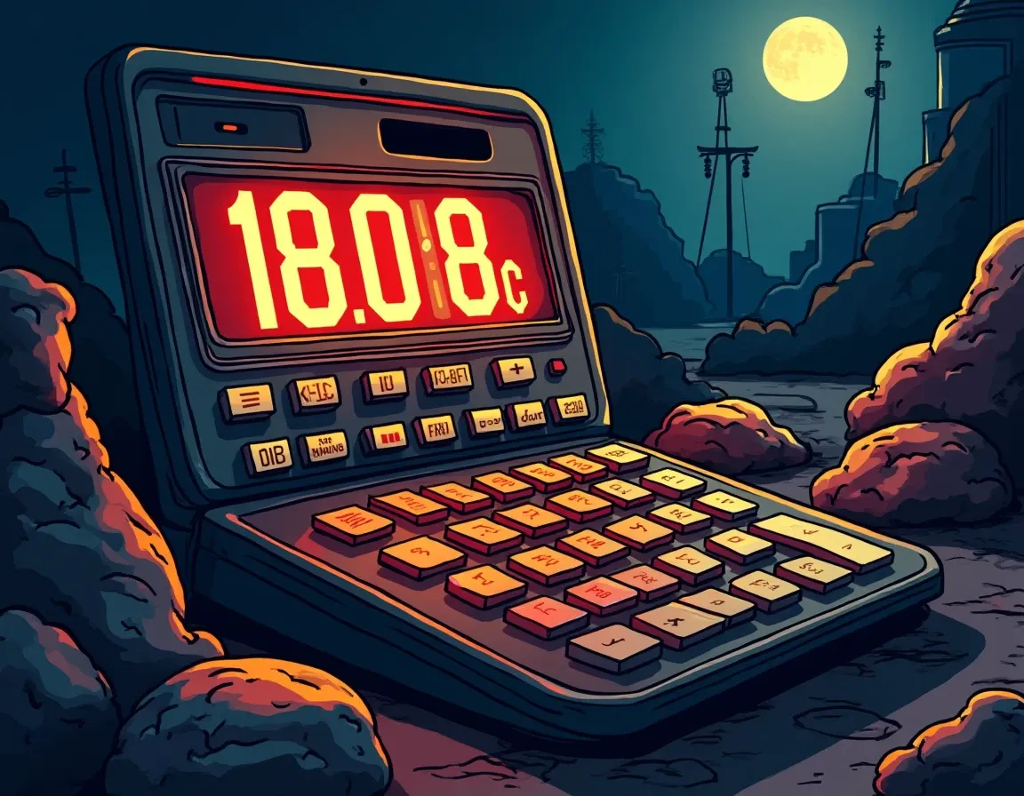 Mining profitability calculator displaying breakeven electricity cost at 8 cents per kilowatt hour for ASICs