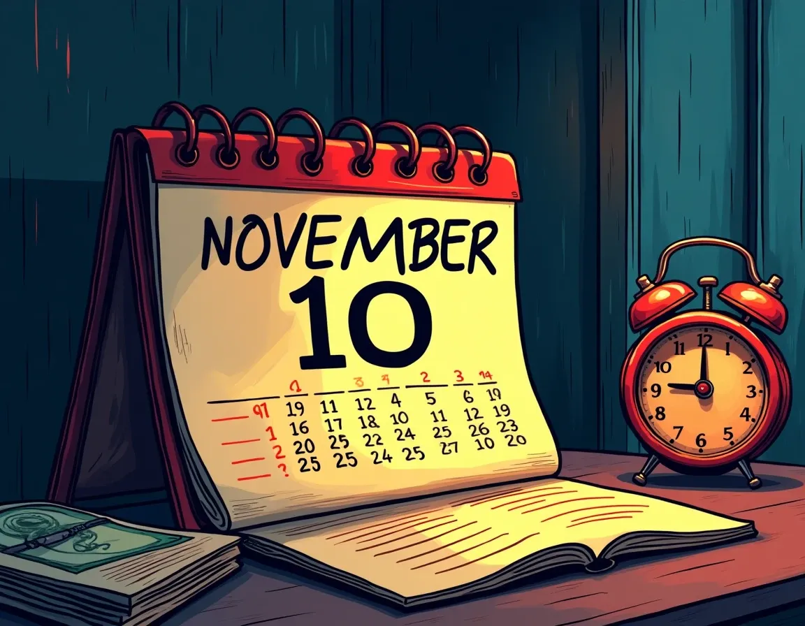 Calendar showing November 10 deadline with countdown representing Binance Pool migration timeline