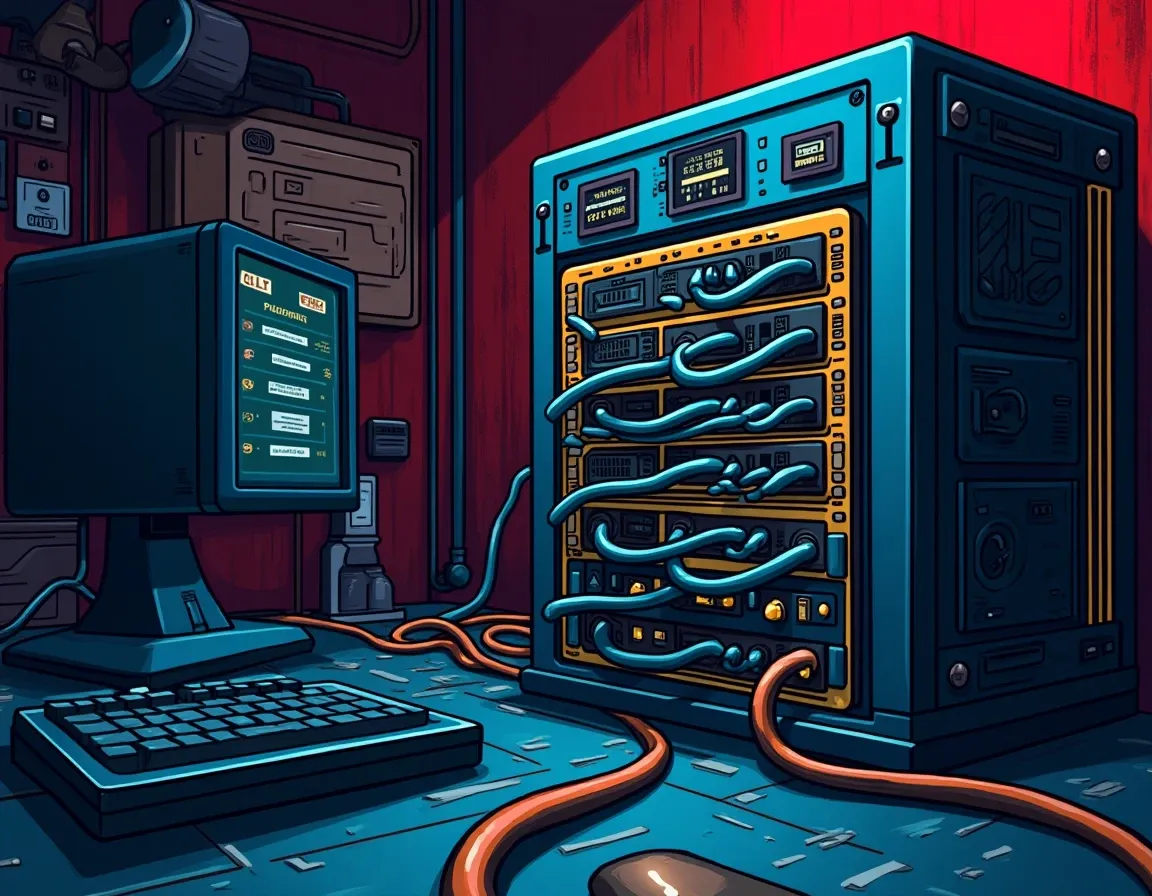 ASIC mining equipment with cables showing hardware reconfiguration process for pool migration