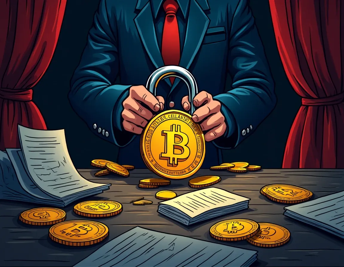 Bitcoin collateral with interest rates and smart contract representing DeFi lending protocols