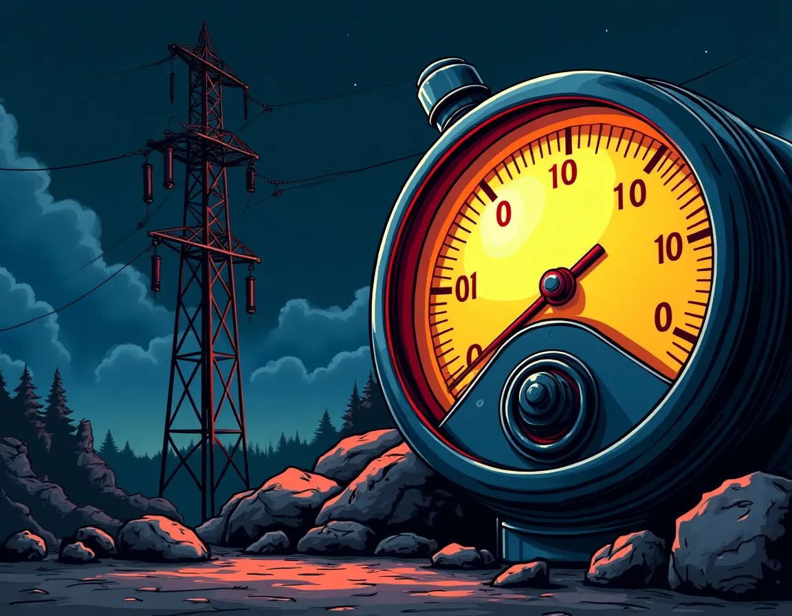 Power meter showing electricity consumption rate next to crypto mining hardware setup