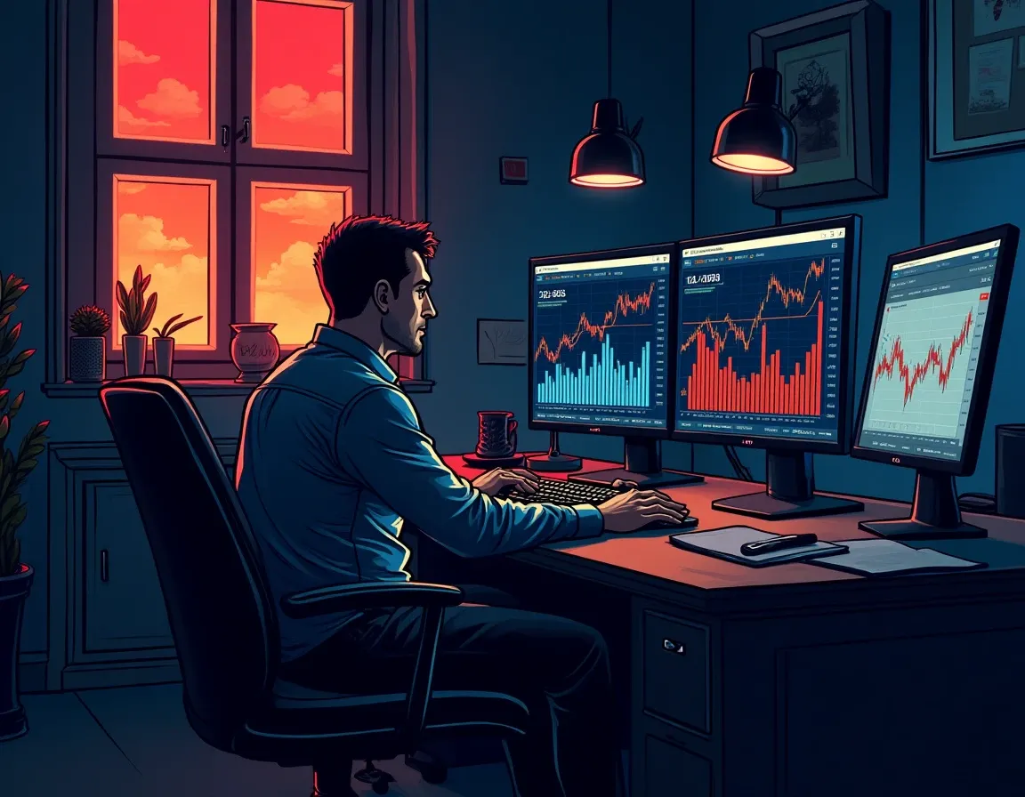 Multi-monitor setup comparing Compound and Aave lending rates and total value locked
