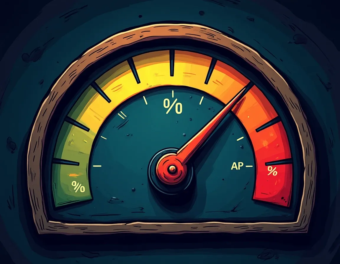 Utilization rate gauge approaching kink threshold with percentage zones marked