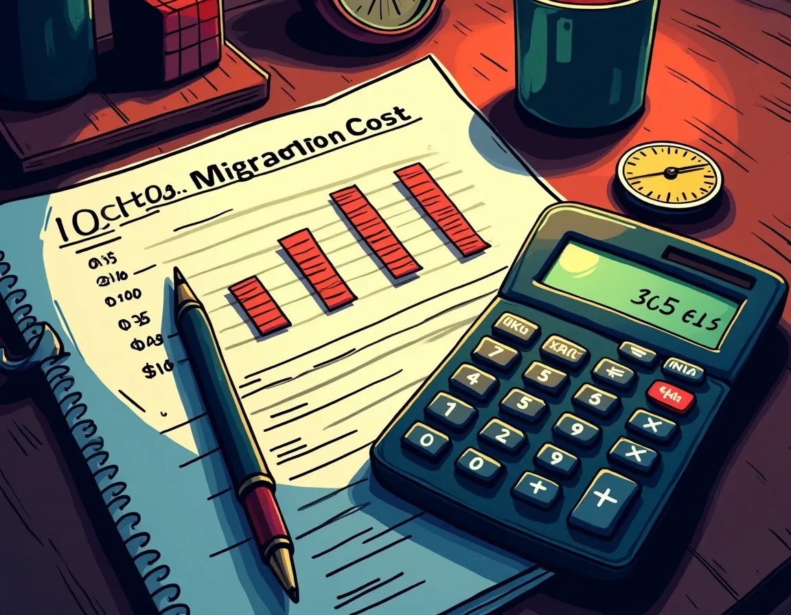 Spreadsheet calculating annual income loss from stablecoin lending rate drop and migration breakeven timeline