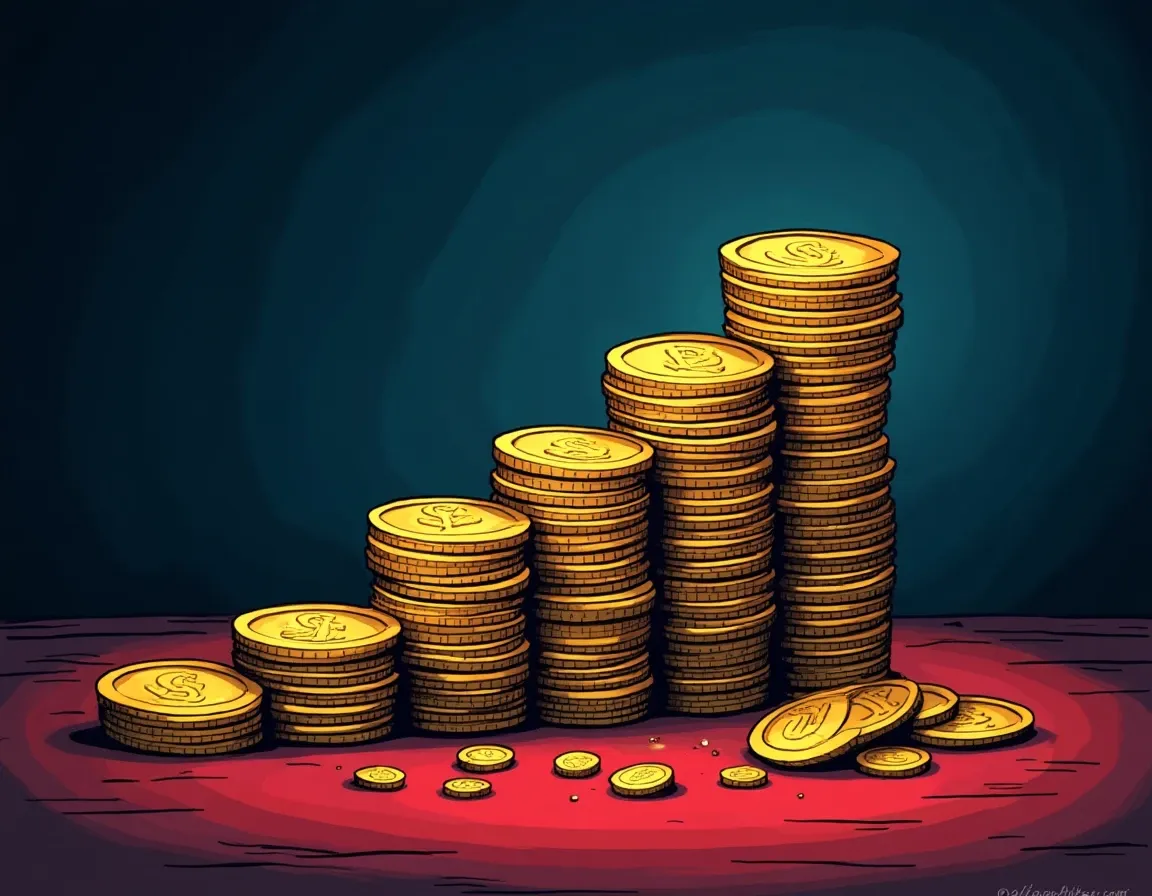 Coin stacks showing position sizing from $10k to $100k with liquidity depth markers