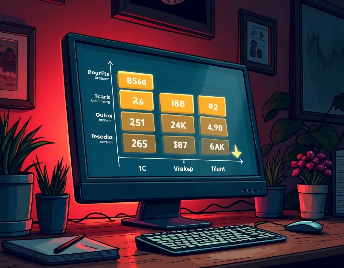 Comparison chart showing crypto casino licensing tiers and VIP program structures on monitor