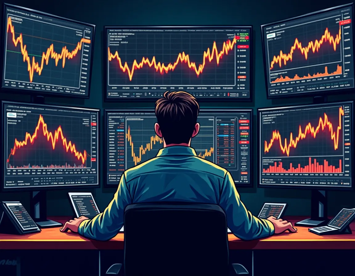 Advanced trader executing high-volume cryptocurrency trades across multiple market pairs