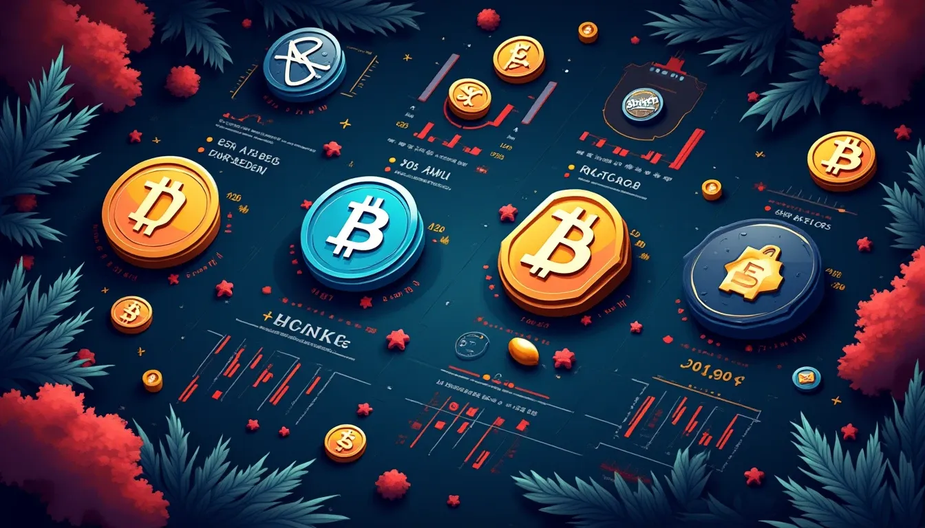 Major cryptocurrency exchange logos displayed with comparative fee charts and security ratings