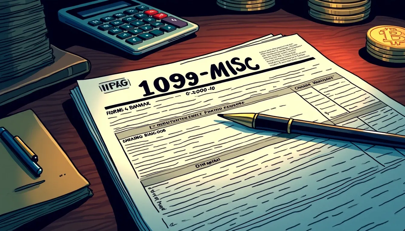 IRS tax forms showing cryptocurrency staking reward entries with calculator and tax documentation