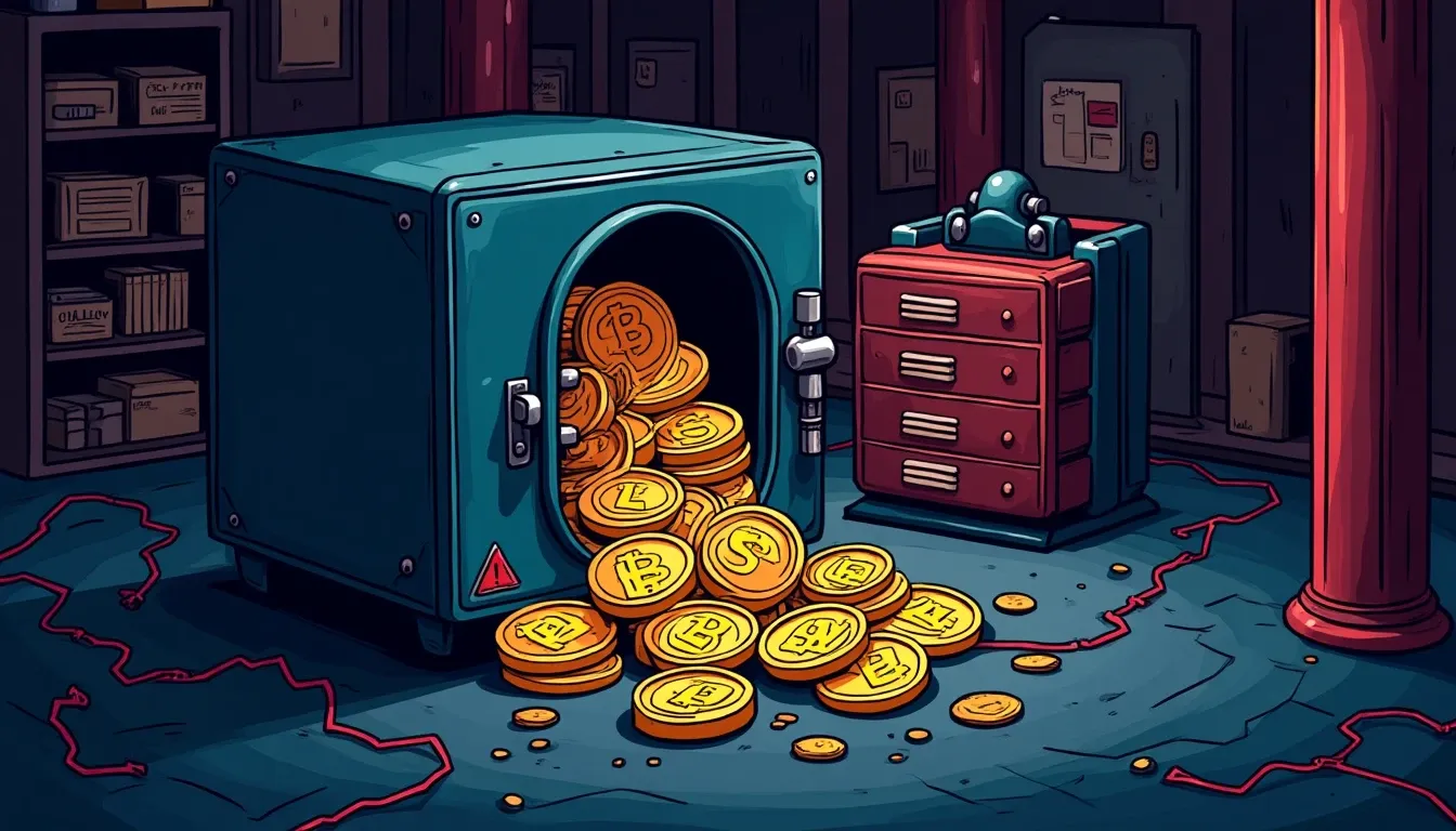 Crypto tokens locked in validator vault with yield percentages and blockchain network connections