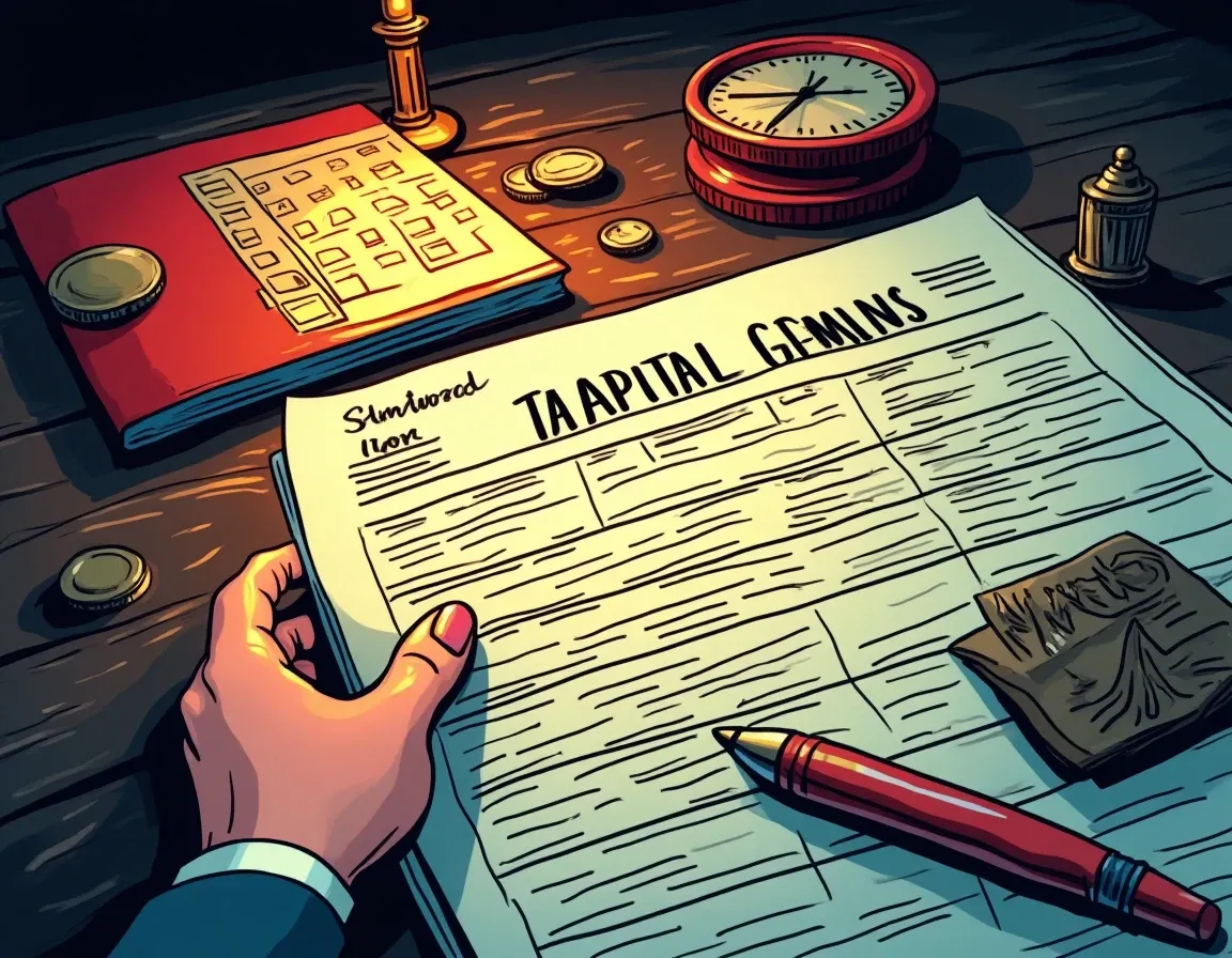 Tax form showing Part I and Part II sections for capital gains reporting