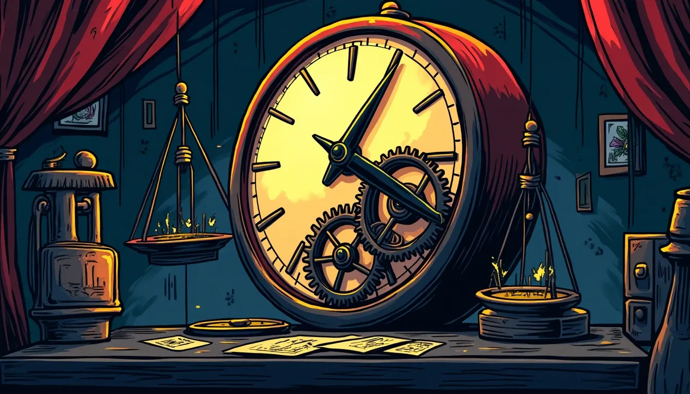 Clock mechanism with gears representing automated trading bot rebalancing algorithms