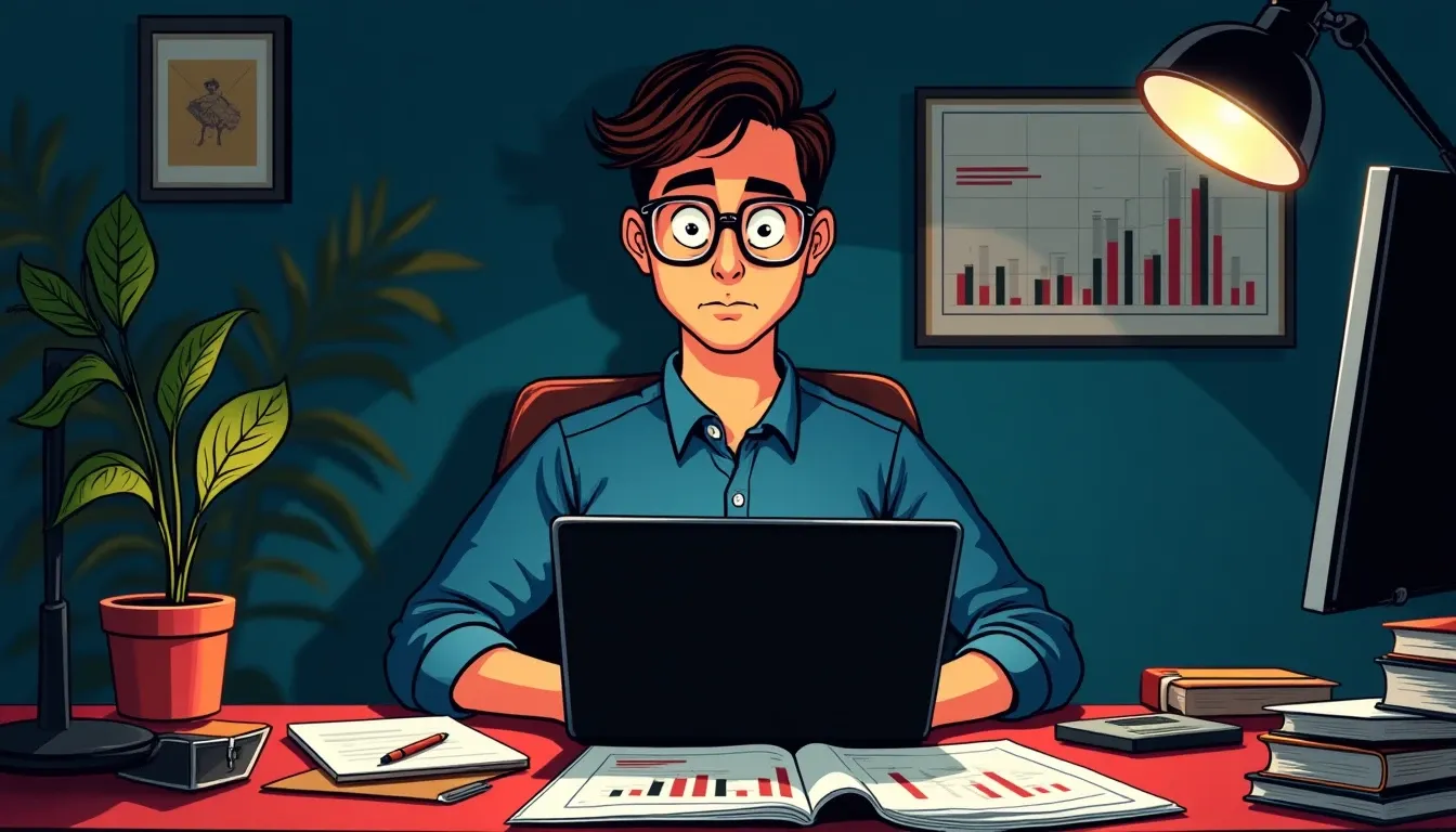 Trader analyzing cryptocurrency portfolio charts during bear market conditions on multiple screens