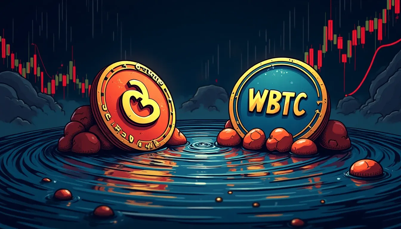 Curve CRVUSD-WBTC liquidity pool diagram showing depth measurements and volatility ranges